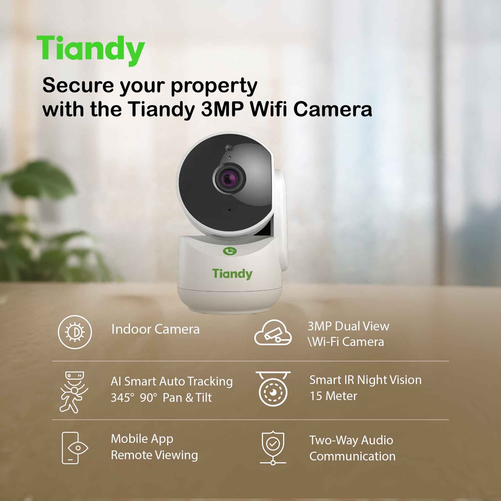 4 Wi-Fi Camera With Installation I Tiandy TC-H332A 3MP Wi-Fi Security Camera I 4 & 8 Cameras