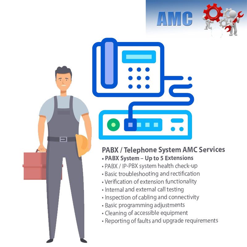 PABX / Telephone System AMC (Annual Maintenance Contract) Services I Visit-Based I 5 - 100 Extentions