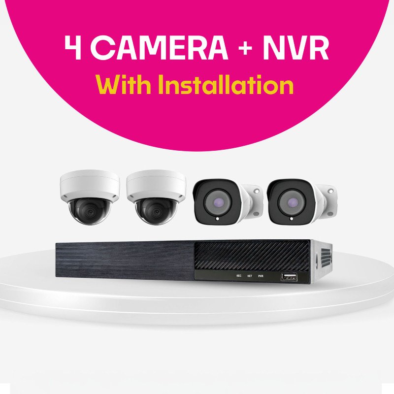 2MP IP CCTV Camera Package + Installation (4 Cameras + NVR ) Hikvision / Dahua / UNV