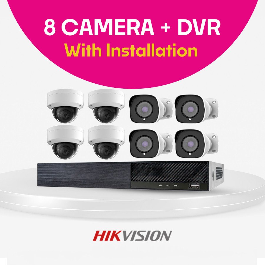 Hikvision/Dahua/UNV 2MP HD Bullet/Dome IP Camera 8Pcs + Installation