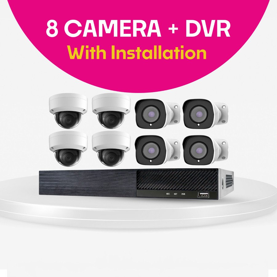 2MP Analog CCTV Camera Package +Installation  (8 Cameras + DVR ) – Hikvision / Dahua
