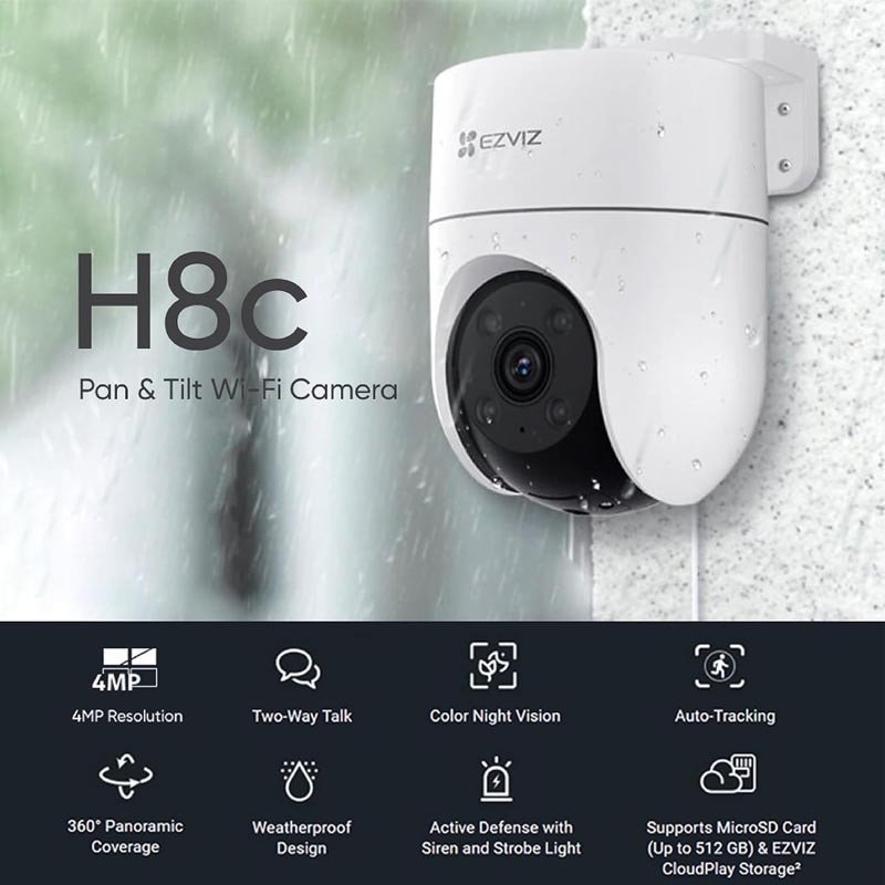 4 Camera Bundle with Installation | EZVIZ H8C Pro 4MP Smart Outdoor Wi-Fi Camera | Also Available in 8-Camera Bundles