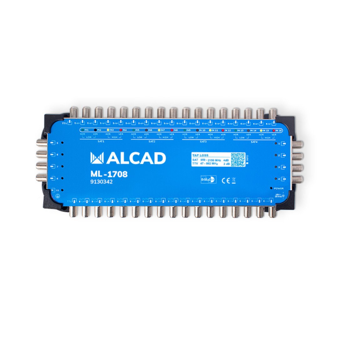 ALCAD ML-1708 17x8 Cascadable Multiswitch – 16 Polarities + Terrestrial TV