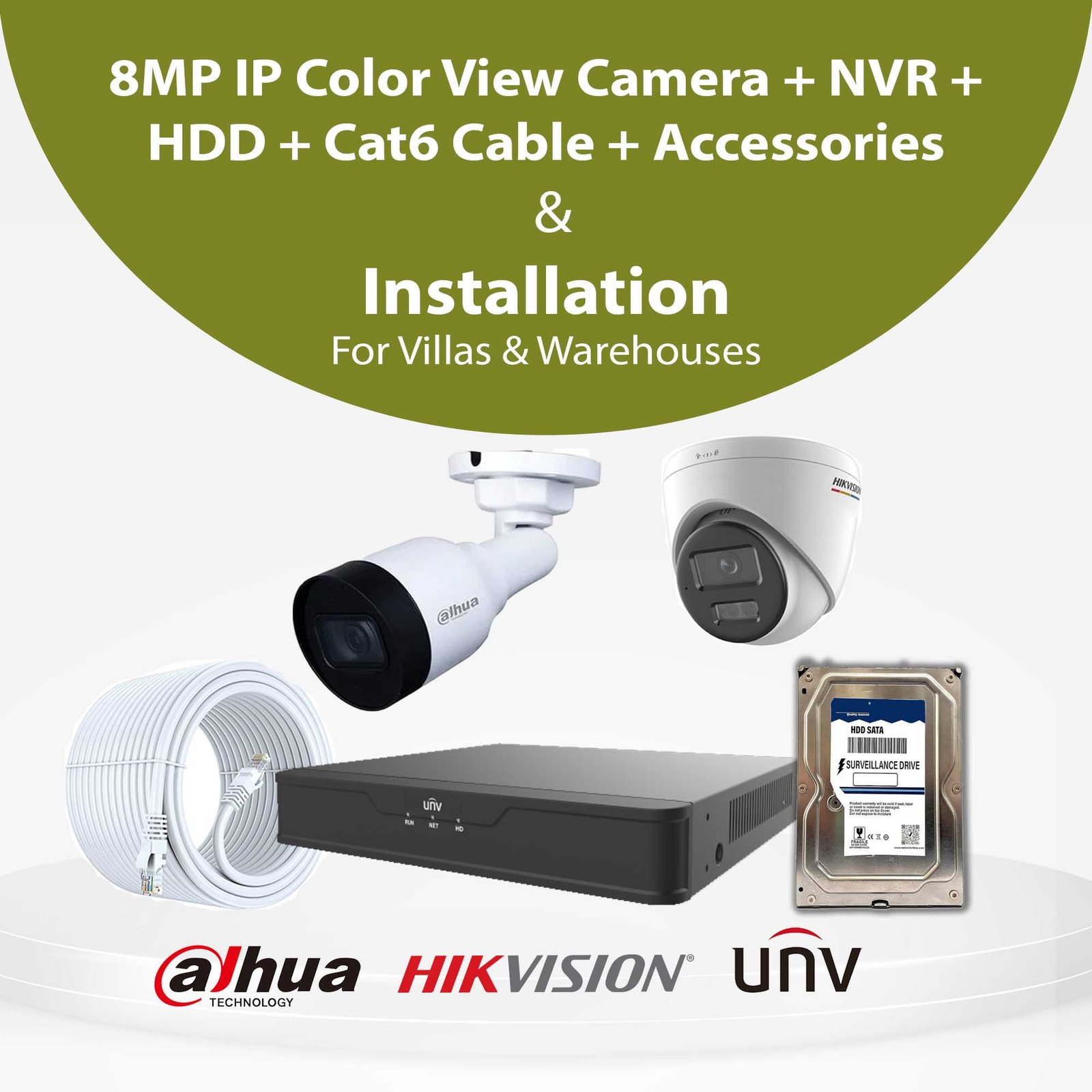 4 x 8MP IP Color View Camera with Installation | Villas & Warehouses CCTV