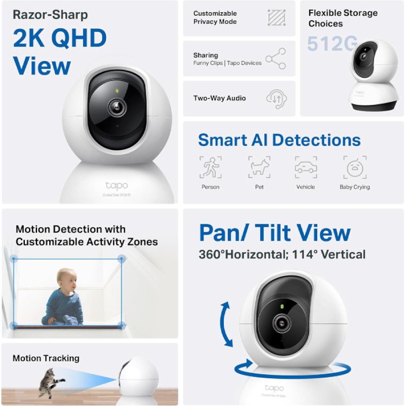 TP-Link Tapo C220 2K QHD Pan & Tilt Smart Wi-Fi Security Camera