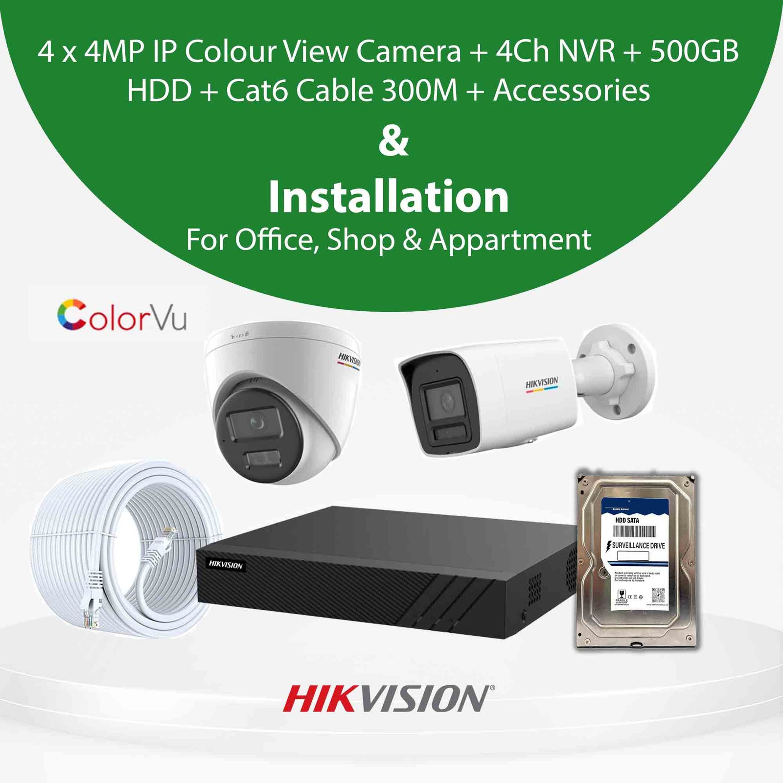 4MP IP Colour View CCTV Camera With Installation for Office, Shop & Apartment