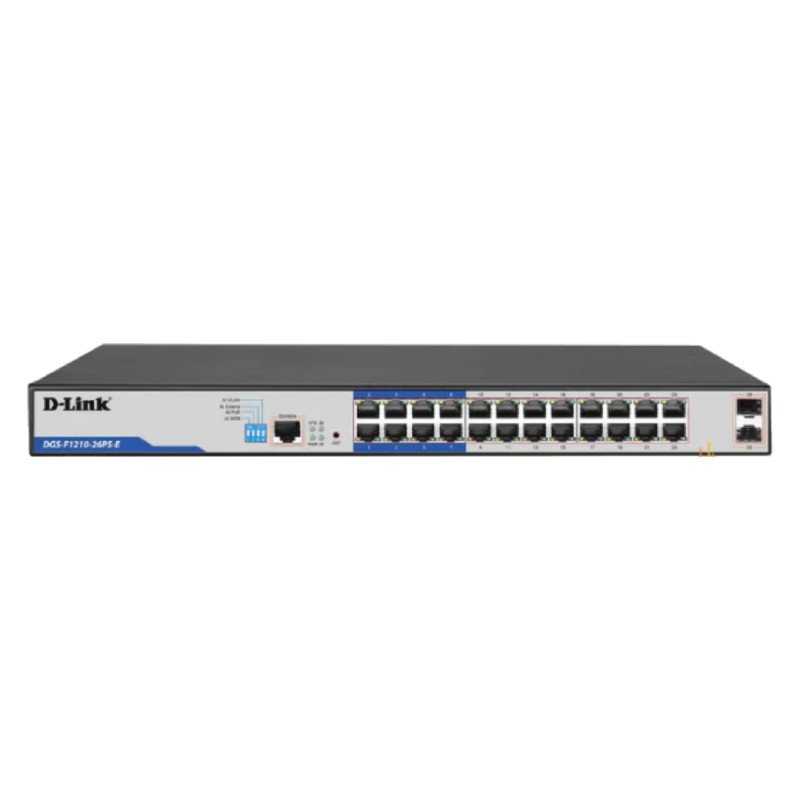 D-Link DGS-F1210-26PS-E 26-Port Managed Gigabit PoE+ Switch (250W, SFP Uplink)
